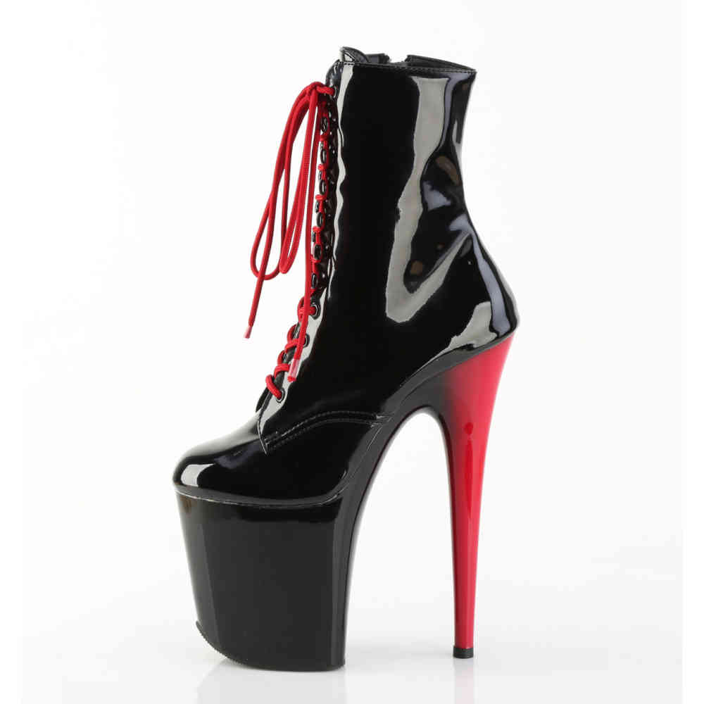 Pleaser - FLAMINGO1020 Plateau Laarzen, Paaldans schoenen - Zwart/Rood